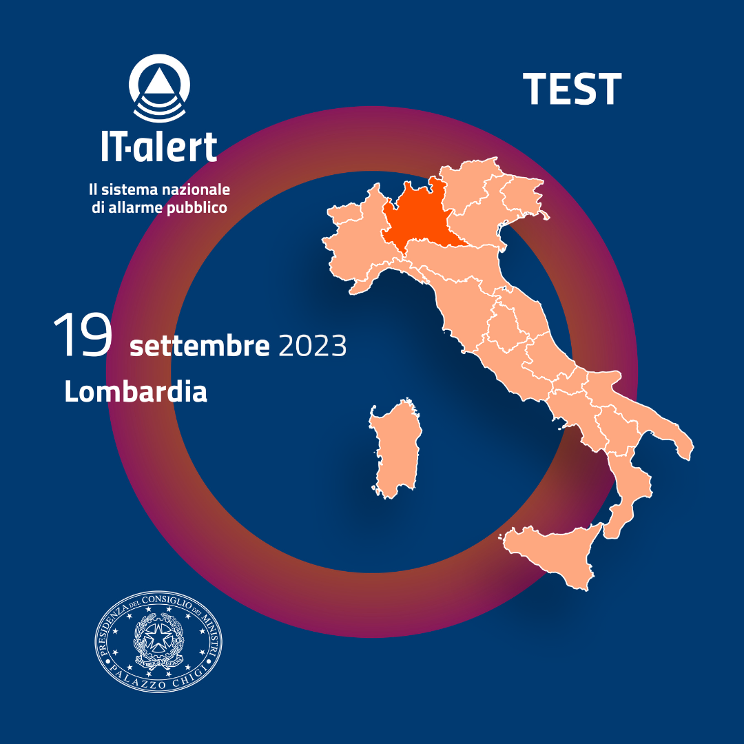 IT-alert, test in Lombardia il 19 settembre