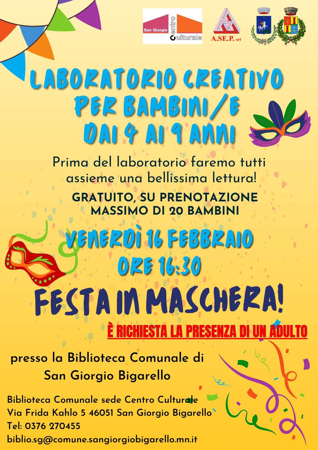 Laboratorio creativo di Carnevale in Biblioteca