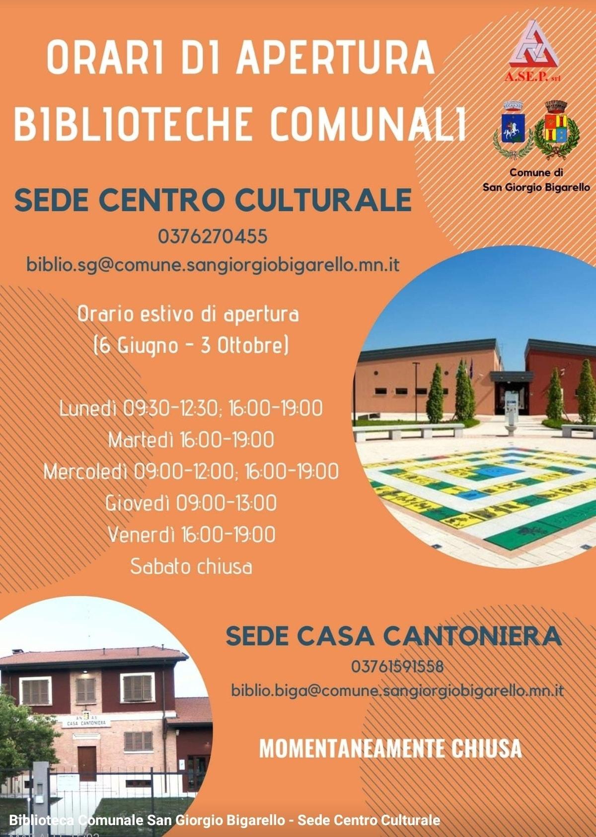 Orario estivo Biblioteca Comunale