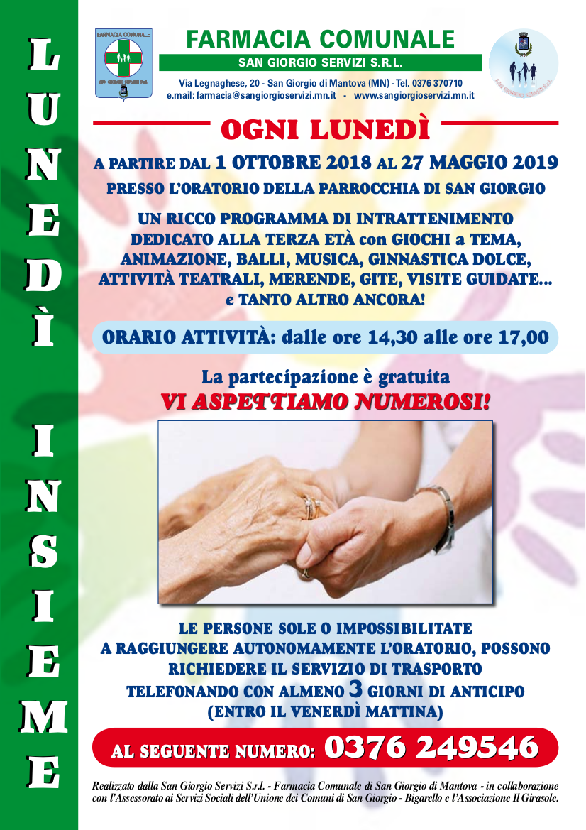 LUNEDI' INSIEME, un ricco programma di intrattenimento dedicato alla terza età