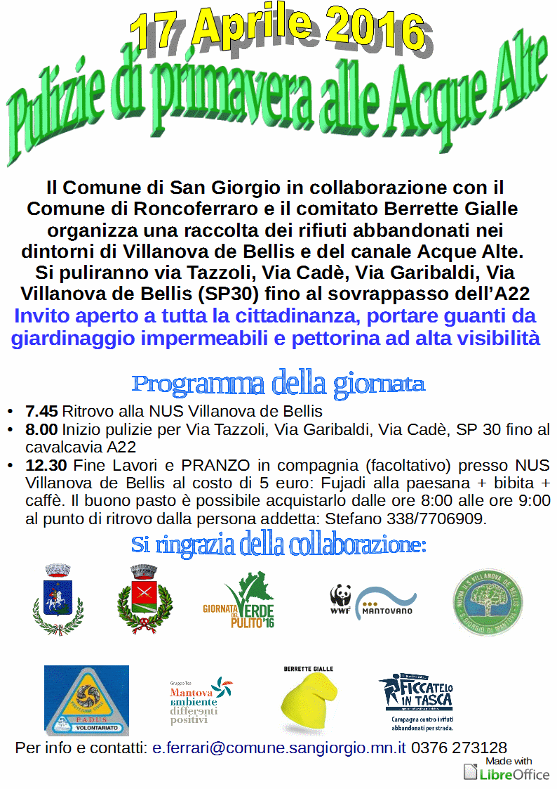 Giornata del Verde Pulito 2016: Pulizie di Primavera alle Acque Alte