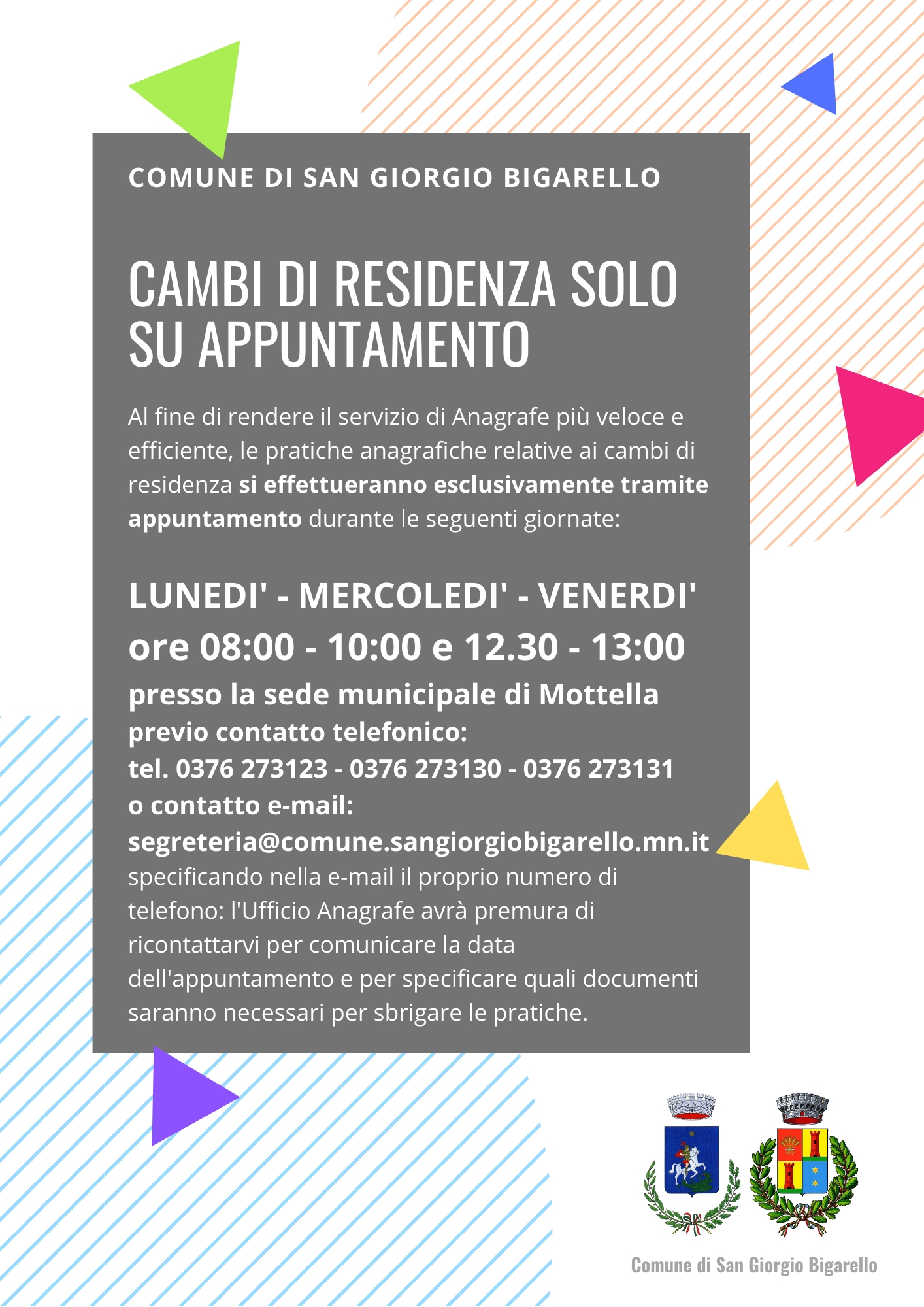 Cambi di Residenza Solo su Appuntamento