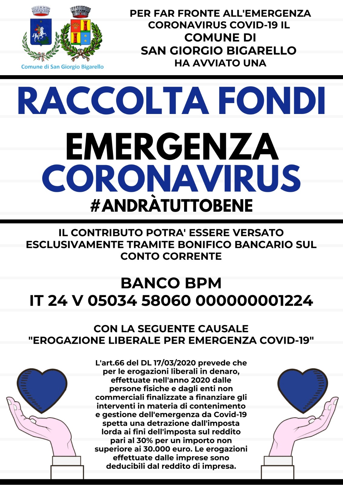 Emergenza Coronavirus: attiva la raccolta fondi