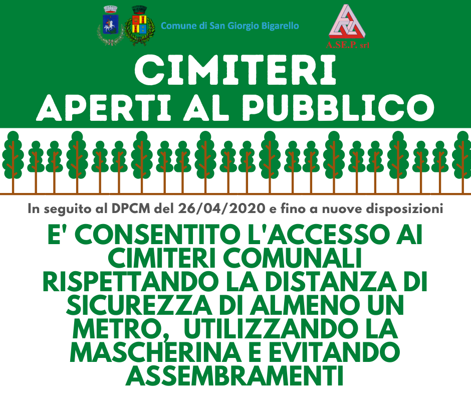 Emergenza Coronavirus: apertura al pubblico cimiteri