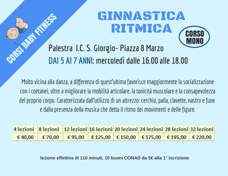 Corso di ginnastica ritmica per bambini dai 5 ai 7 anni 