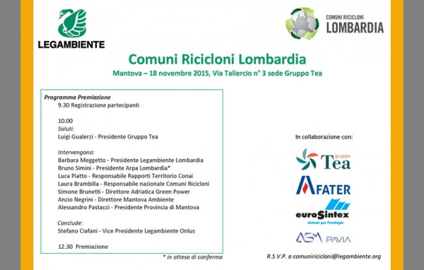 Premiazione di Legambiente ai Comuni Ricicloni della Lombardia