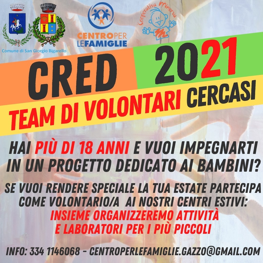 Cred estivi 2021: team di volontari cercasi