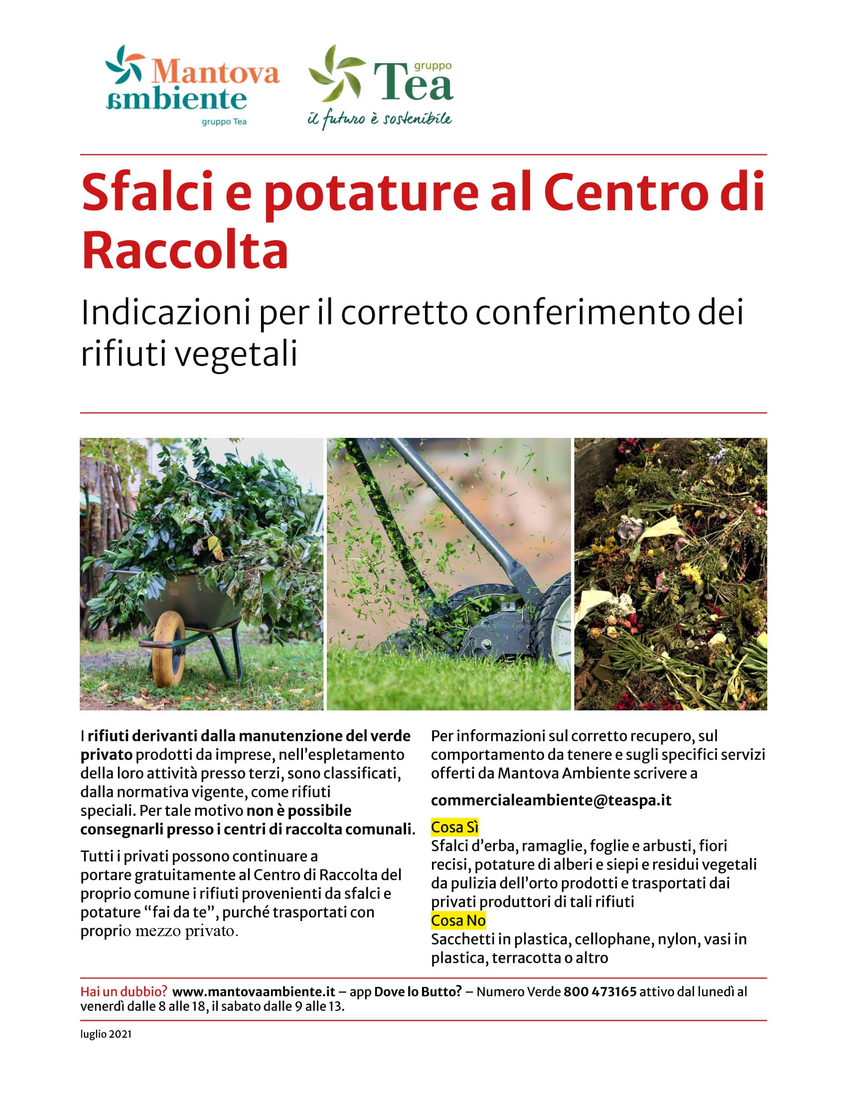 Conferimento sfalci e potature al centro di raccolta